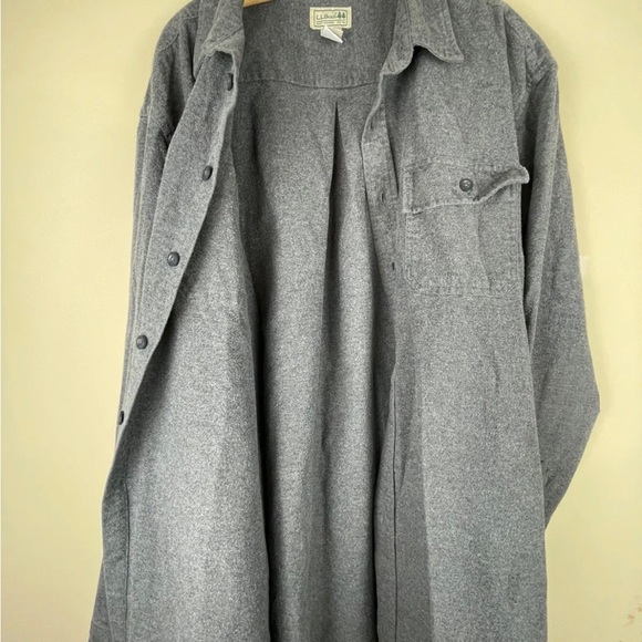 LL BEAN Men's XXL-TALL Gray Heavy Button Cotton Shirt Traditional Fit 0MT04 EUC - Picture 9 of 12